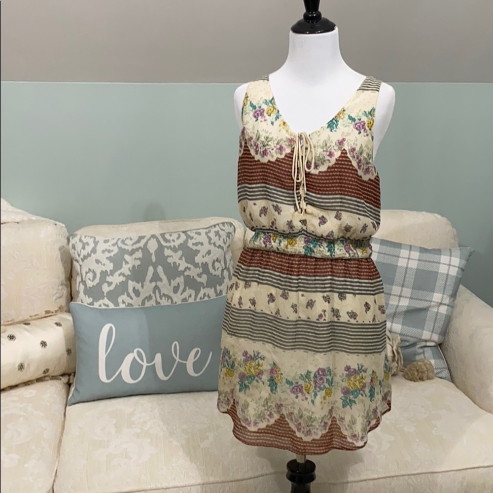 Free People Floral and Stripe Dress w/pockets!